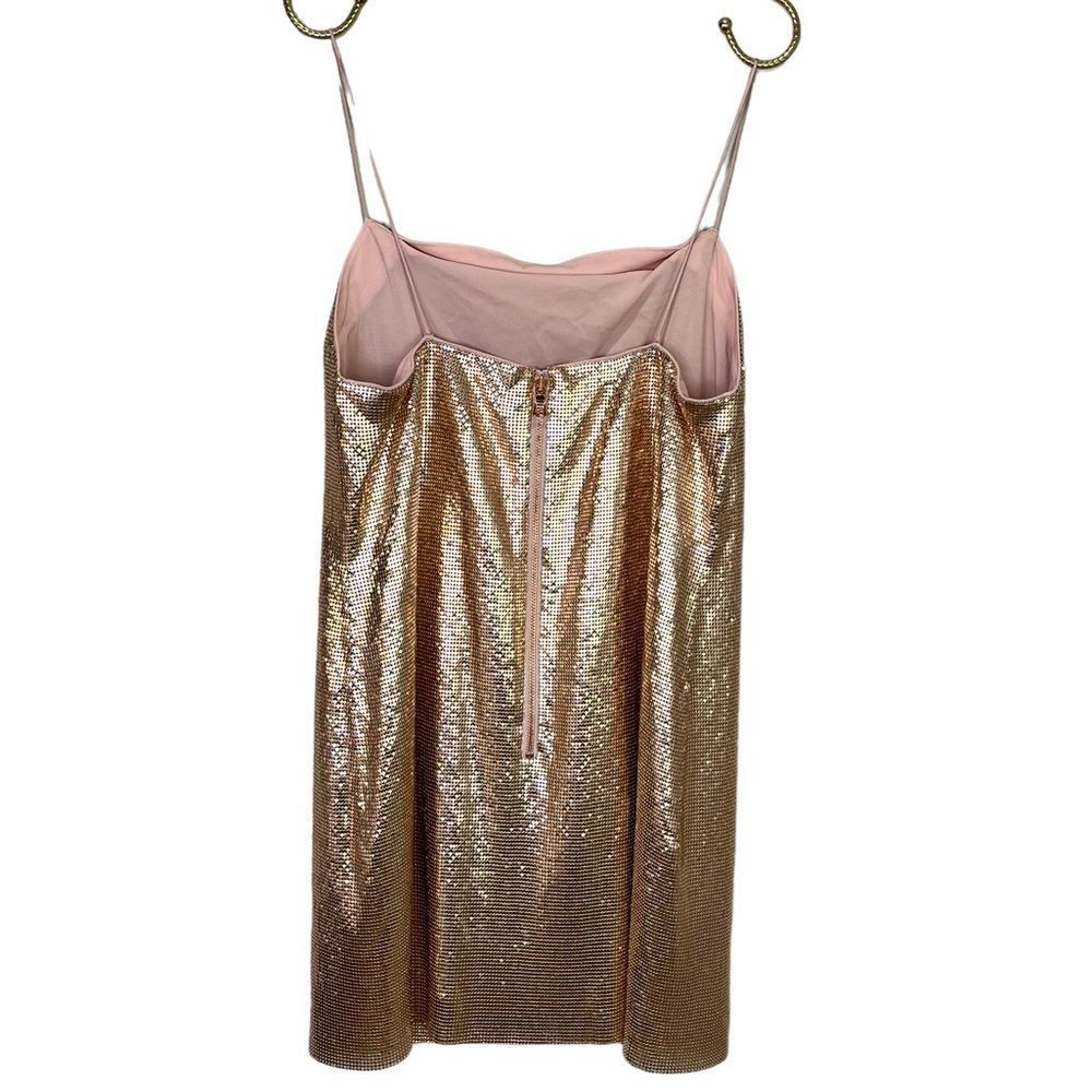 Alice + Olivia Harmony Chain Mail Rose Gold Mini Dress Size 8 - Picture 3 of 9
